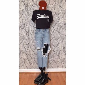 Levi's Distressed High Waist Mom Jeans